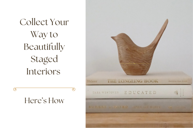 Stage home interiors with books